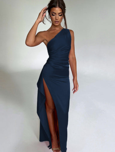 One-shoulder Backless Slit Dress Summer Elegant