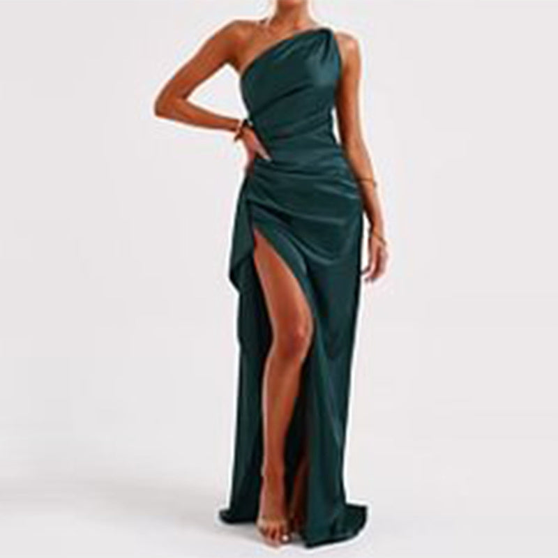 One-shoulder Backless Slit Dress Summer Elegant