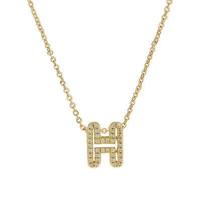 Brass 18K Inlaid Zirconium 26 English Small Letters Pendant Necklace