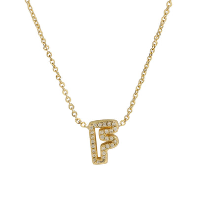 Brass 18K Inlaid Zirconium 26 English Small Letters Pendant Necklace