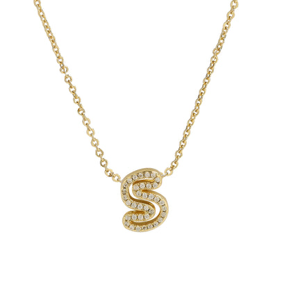 Brass 18K Inlaid Zirconium 26 English Small Letters Pendant Necklace