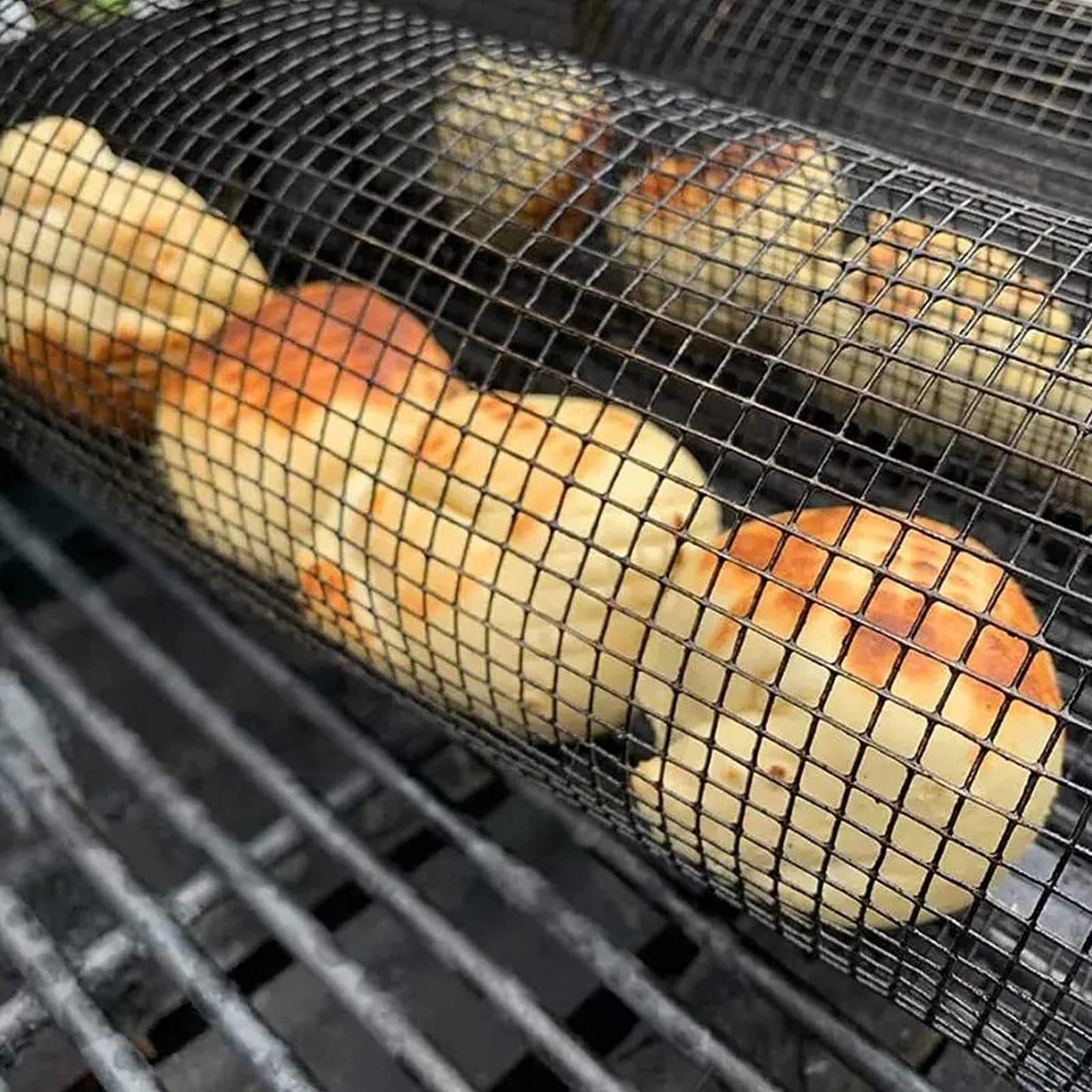 Rolling Grilling Basket Metal BBQ Barbecue Basket